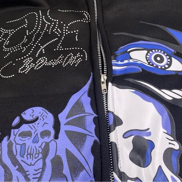 Skull Skeleton Streetwear Oversized Hoodie Harajuku Streetwear - Picture 2 of 3